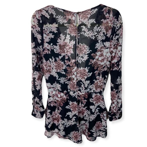 Free People Long Sleeve Floral Romper Size XS Bohemian Boho Playsuit Festival - Picture 4 of 8